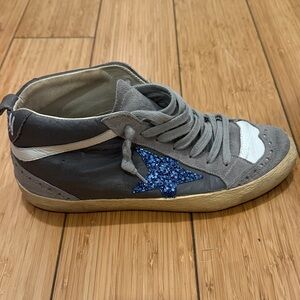 Women’s Golden Goose Gray and Blue Star Sneakers